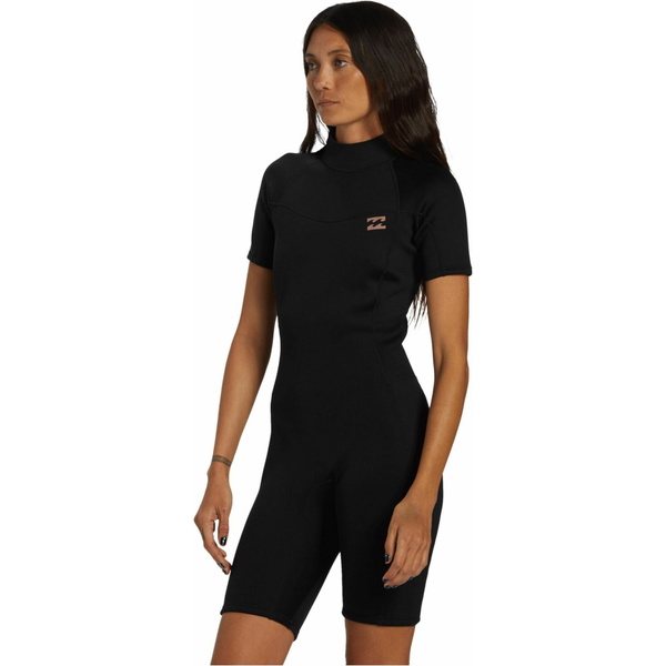 2026 Billabong Womens Foil 2mm Back Zip Shorty Wetsuit ABJW500112 - Black